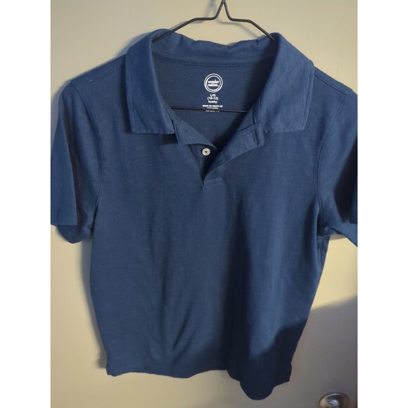 Wonder Nation Boys Polo – Husky Size Large 10‑12, Blue Cove, Polo Uniform Shirt - Picture 2 of 8